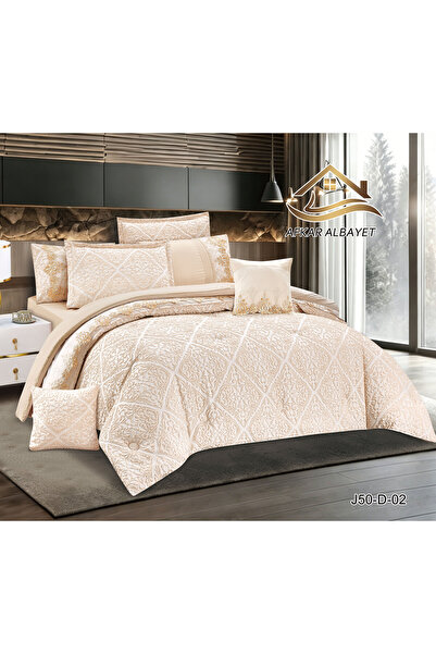 Afkar Albayet Luxury Jacquard Bedspread 8 Pieces Quilted Bedspread with Filli...