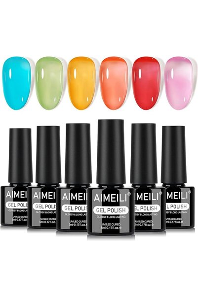 AIMEILI 6-Pack Pearl Gel Nail Polish Spring Colors Set, UV LED Soak Off Nail ...