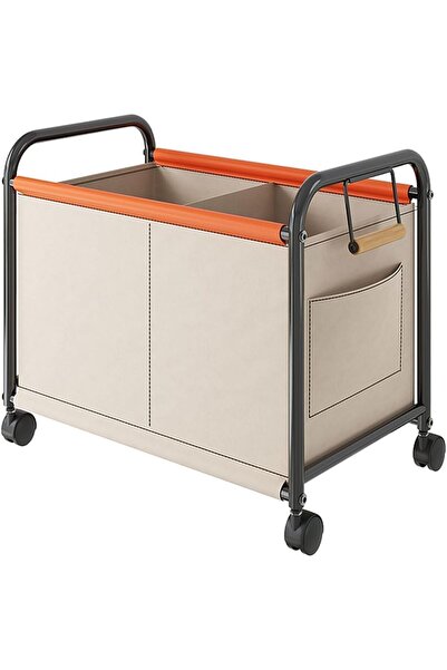 GENERAL Laundry Storage Trolley on Wheels with Divided Sections Beige