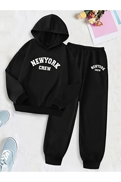 Vordevia Women's - Men's 2-Piece New York Printed Top Hooded Bottom Elastic 3...