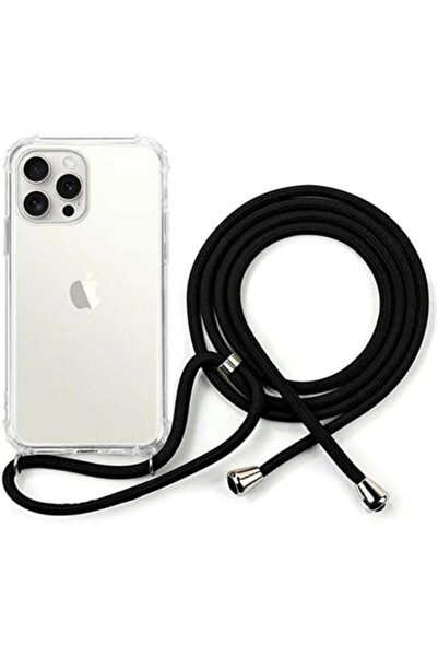 Generic Clear Phone Case with Black Crossbody Lanyard Cord for iPhone 14 Pro Max