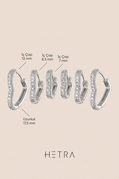 Hetra Silver Color Zircon Stone Heart Shaped 6-Piece Hoop Earring Set