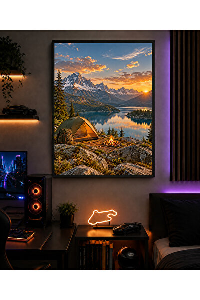 Miutic Print Studio Tablou decorativ pentru drumeții „Cortul mic. Lumea mare....