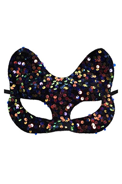 OEM Masca Deghizare de Halloween Neagra Catifelata cu Urechi de Pisica & Paie...