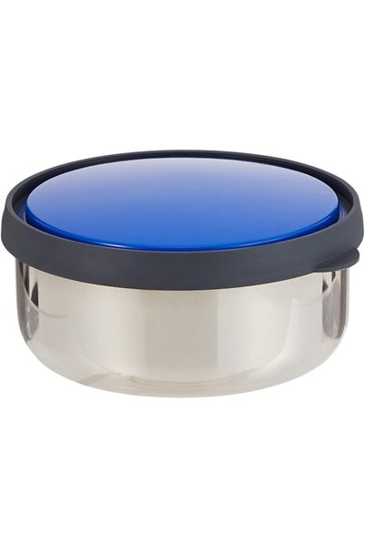 Rajvia RAJ STEEL STORAGE BOWL WITH BLUE PLASTIC LID -12 CM