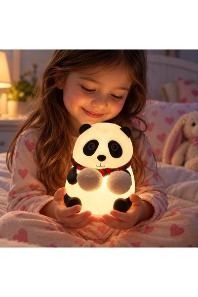 GOCEHOME Sevimli Panda Silikon Dokunmatik Renkli LED Çocuk Gece Lambası.
