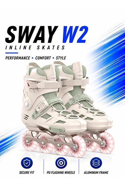 Sway أحذية تزلج W2 للأطفال مع عجلات مضيئة بالكامل، أحذية تزلج قابلة لتعديل ال...