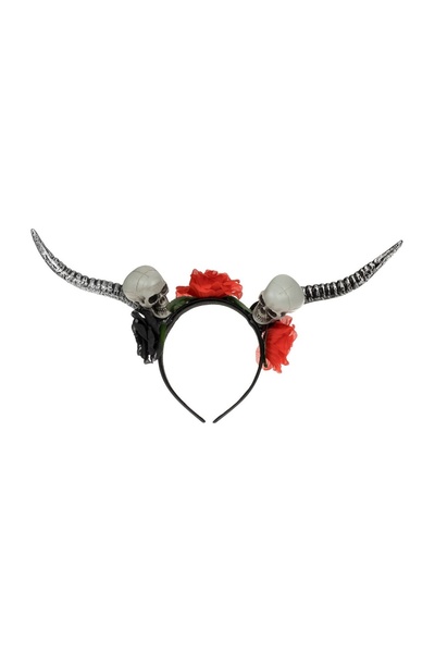 OEM Coronita Deghizare Coarne cu Cranii & Flori – Accesoriu Tematic de Păr pe...