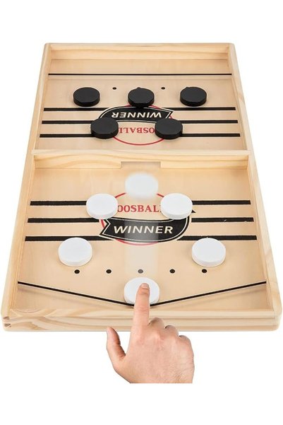 Yelajoy Large Sling Puck Game – Wooden Hockey Table Board, Fast Paced Slingsh...