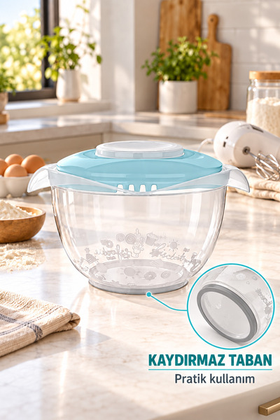 EMİLA HOME Mixit 3000 ml Mixer Container with Lid & Anti-Splash Whisk and Mix...