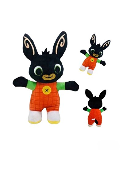 Virtual Trend Bing bunny, black fur, green t-shirt , red plaid jumpsuit, 28 cm