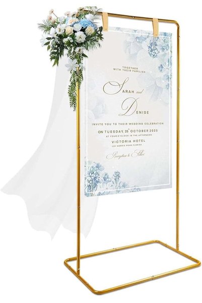 GENERAL ALMEKAQUZ Wedding Welcome Sign Stand, 31”x 20”x 70” Heavy Duty Easel ...