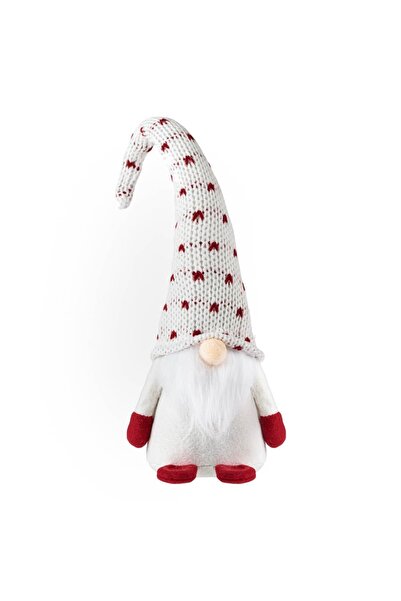 DD SHOP Figurina Decorativa Mos Craciun Gnome Alb Rosu Caciula Tricotata 43cm