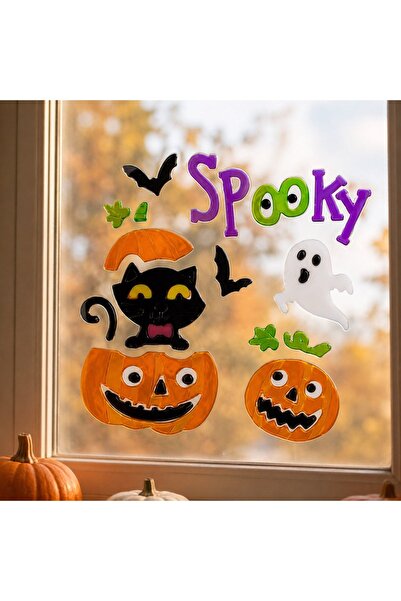 DD SHOP Autocolante Gel Dovleci Pisica Fantoma pentru Geam - Halloween