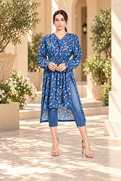 Aniqle Floral high-low Tunic Shirt