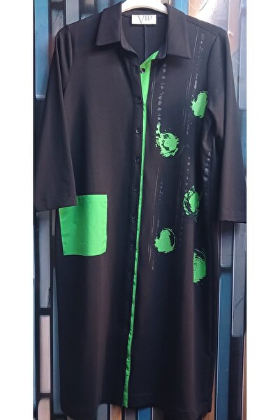 VİPP BÜYÜK BEDEN Winter Black Shirt Dress