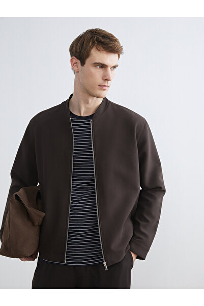 LC Waikiki Nevavm with Difference Southblue Brown Stand Collar Men's Jacket