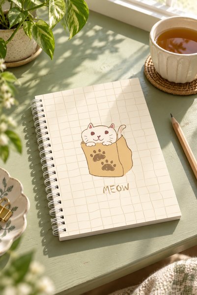 Paytak Moda Cat Animal Patterned A5 Spiral Colorful Notebook 45 Sheets 90 Pages 300 Gr Cover Pytkdftr006