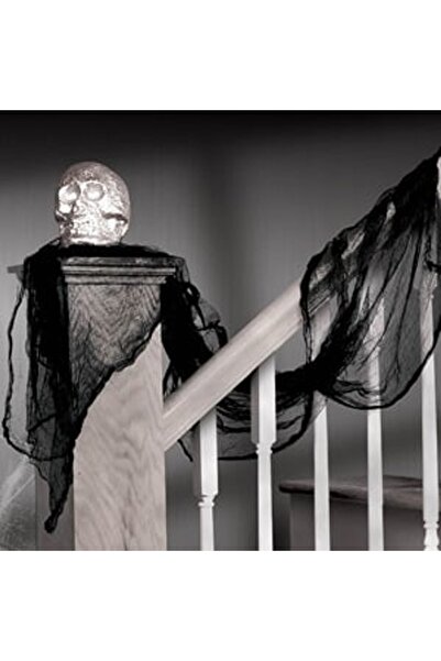 DD SHOP Plasa decorativa neagra de Halloween, textura densa, 6m x 61cm, panza...
