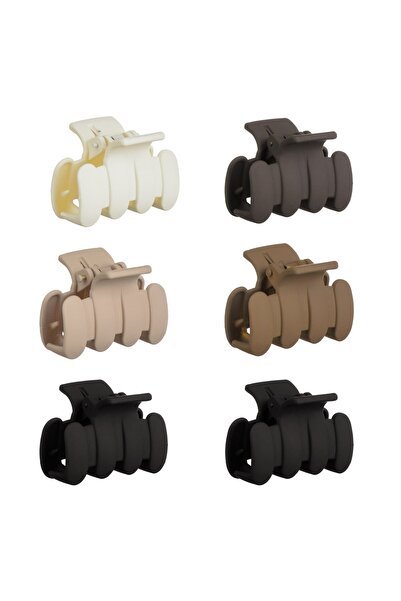 DD SHOP Set Clame Par Nuante Maro Mate pentru Femei 4.5cm - 6buc - Prins Paru...