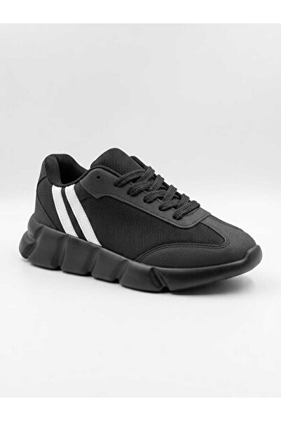 DNS Kadın Erkek Siyah-Beyaz Günlük Spor Ayakkabı Yüksek Taban Rahat Sneaker