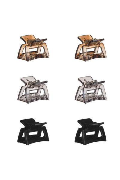 DD SHOP Set Clame Pat Lucioase Gri Bej Negre Patrate pentru Femei 3.5cm - 6buc