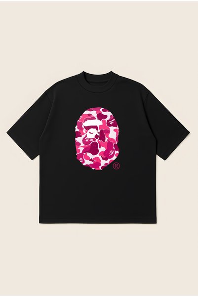 Moon Dancer Bape Pink Printed Oversize Boxy Cut Unisex 100% Cotton Tshirt |  ...