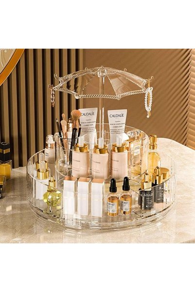 reelegant منظم مستحضرات التجميل والعناية بالبشرة من الزجاج المقسى (شفاف، دائري)