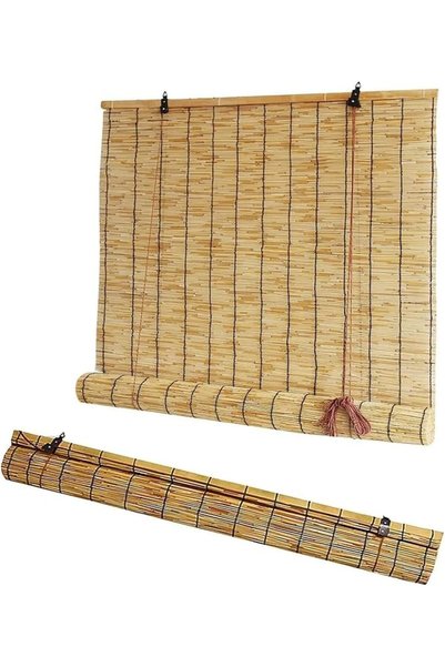 LINGWEI Bamboo Blinds with Roller Accessories Window Curtain Natural Bamboo W...