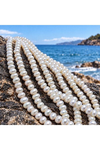 Yasamtohumu Pearl String White 9*6 mm – Natural Texture Royal Series (63310)