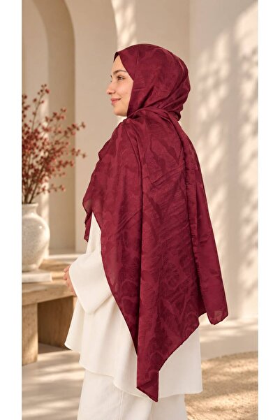 Premium Jakarlı Şal Dokulu Desen – Bordo