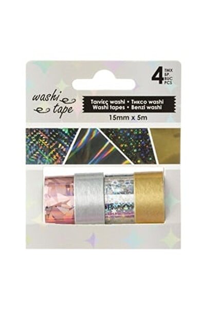 CBD CORAL BEST DEALS Benzi Washi Autoadezive Metalice Colorate 5m x 1.5cm - 4...