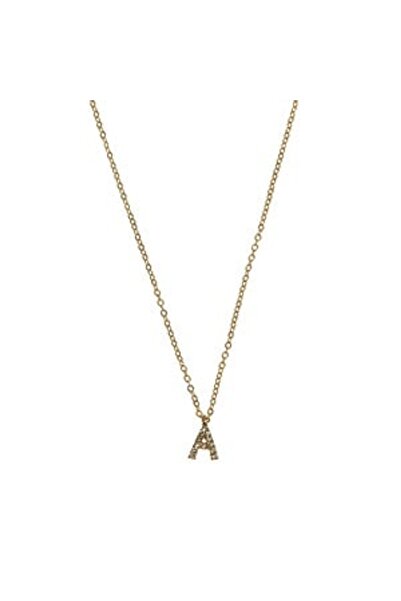 DD SHOP Colier Lant de Culoare Aurie Litera A cu Strass pentru Femei