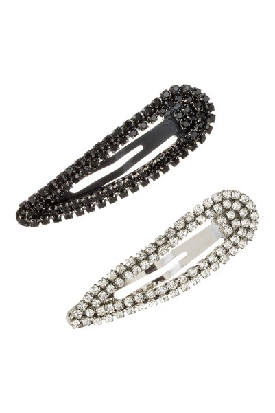 DD SHOP Set Clame Metalice Par Neagra & Transparenta cu Strass 5.5cm - 2buc