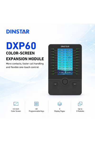 DINSTAR DXP60 Color Screen Expansion Module 4.3 Inch Display 60 Programmable ...