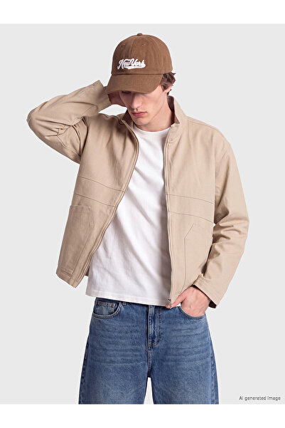 LC Waikiki Nevavm Xside Beige Loose Fit Gabardine Men's Jacket with a Difference