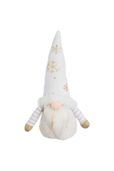 DD SHOP Figurina Decorativa Gnome de Craciun cu Caciula Alba & Fulgi din Foli...