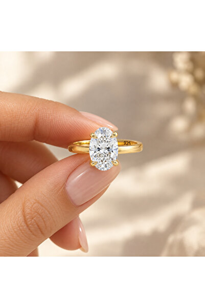 925 Ayar Star Kesim 5x7mm Oval Taşlı Gümüş Yüzük
