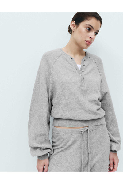 Marks & Spencer Oversize Henley Yaka Örgü Kadın Kazak