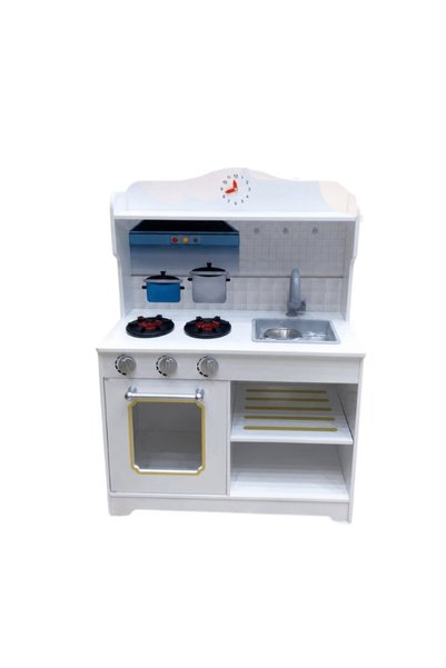 A Childhood Dream Wooden Kids Interactive Play Kitchen Set with Accessories and Light