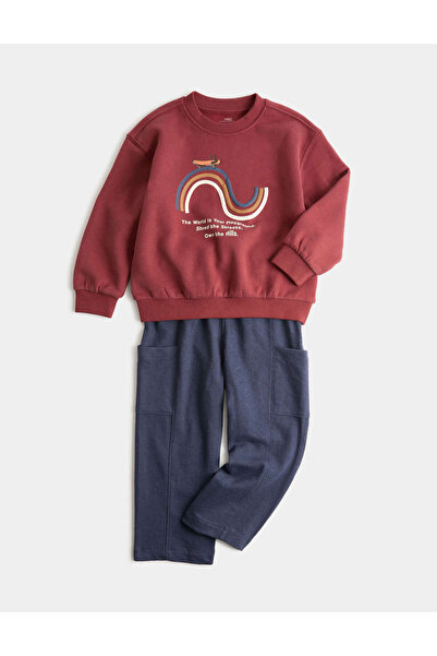 Marks & Spencer Kaykay Baskılı Sweatshirt Çocuk Takımı