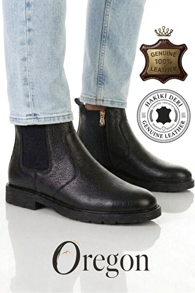 ARMOUR ANT Arm Oregon 100% Genuine Leather Black Men's Zippered Chelsea Model...