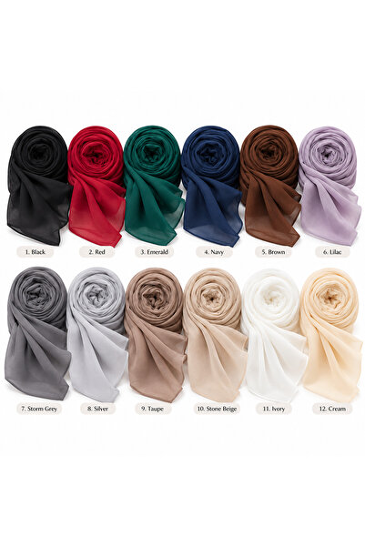 Generics 12 Pcs Chiffon Hijab Set – Soft Lightweight Everyday Scarves
