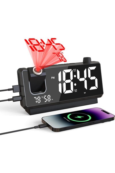 valkyrie Projeksiyonlu Dijital Alarm Saat Dahili Bataryalı LED Ekranlı USB Şa...