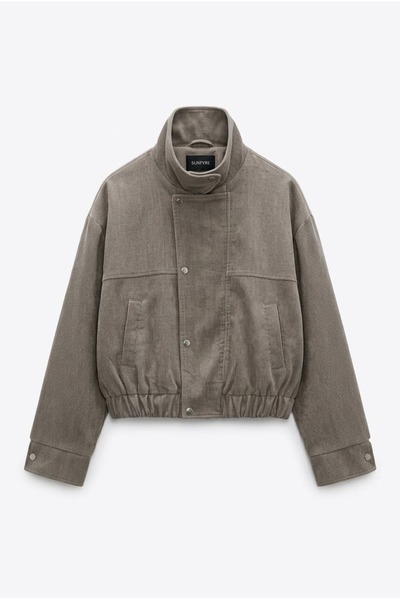 sunfyre Snap Detailed Zippered Bomber Jacket Sun568