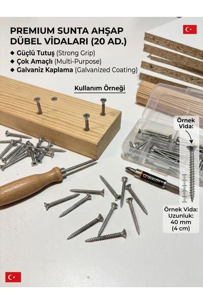 4 CM AHŞAP SUNTA DÜBEL VİDASI (20 ADET)