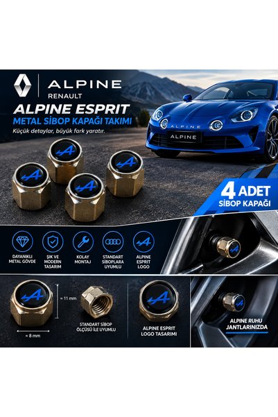 İKTUNING RENAULT ALPINE ESPRIT LOGOLU METAL SİBOP KAPAĞI – 4 ADET