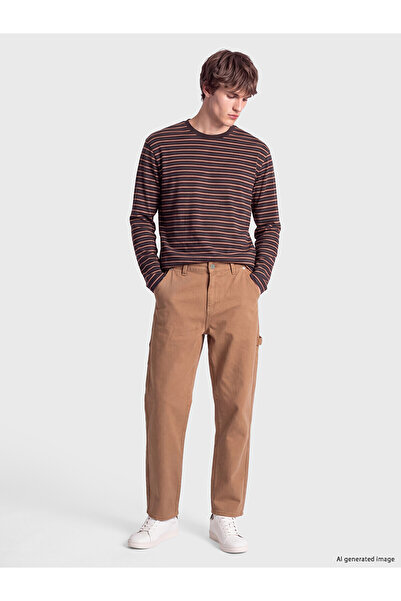 LC Waikiki Xside Beige Regular Fit Canvas Men's Trousers with Nevavm Difference