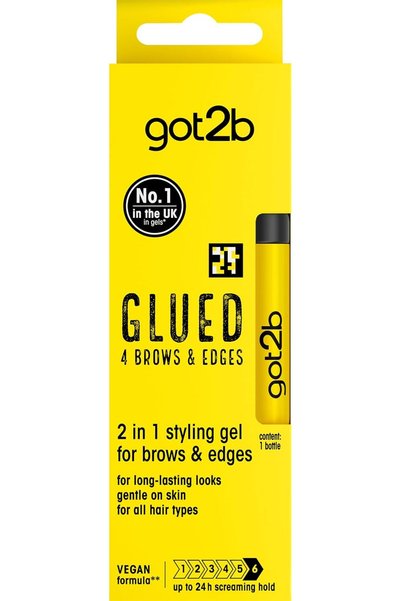 Got2B Glued for Brows & Edges 2 in 1 Wand Eyebrow Gel, 72hr Hold, No White Residue or Stickness, Vegan, Silicone Free, Alcohol Free, 16 ml