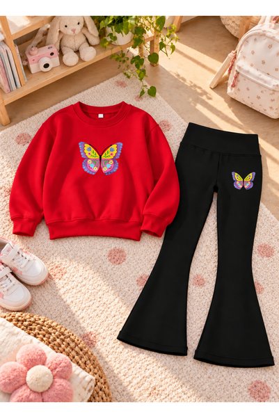 LORVEX Girl's Crew Neck Sweatshirt and Spanish Leggings Set, 2-Piece Printed Set